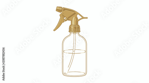 Minimalist Gold Line Art Illustration of a Glass Spray Bottle for Cleaning or Gardening Essential Equipment
