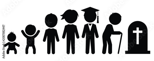 Foto WebHuman Life Stages Icon Set Featuring Childhood, Growth, Education, Adulthood,