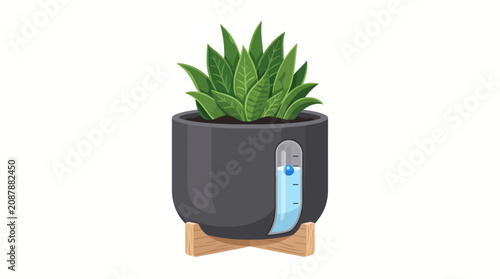 Modern Self Watering Plant Pot with Smart Reservoir System Illustration for Indoor Home Decor and Sustainable Gardening Design
