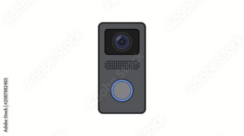 Smart video doorbell vector illustration with security camera sensor and light button
