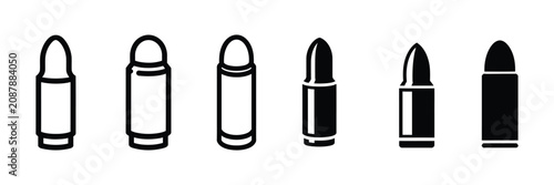Tableau sur toile Ammunition cartridge and bullet icon vector featuring firearm ballistics shootin