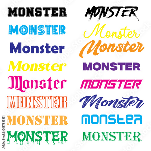 Monster Typography Font Bundle - Creative Text Logo Design Set.