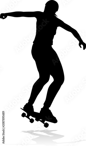 A skateboard woman or girl ...