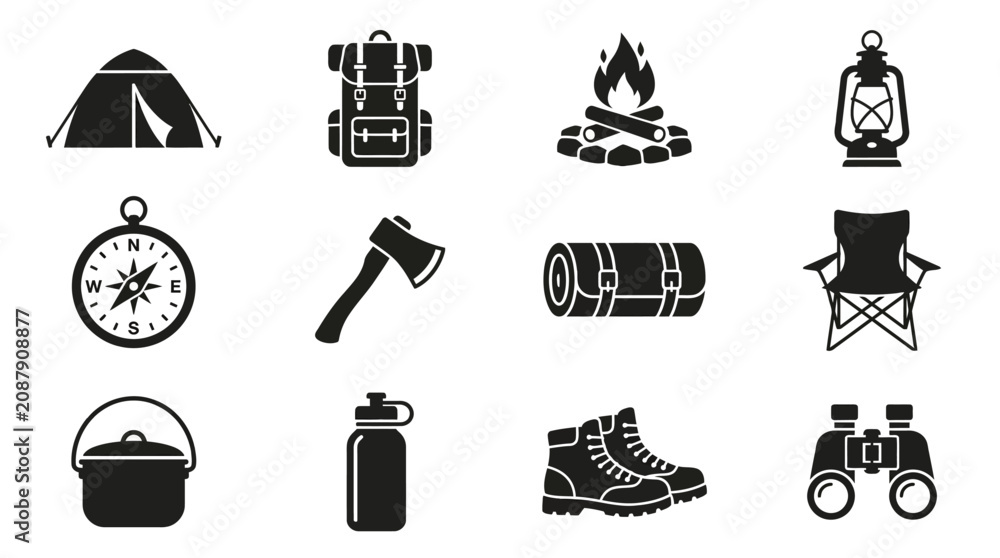 Fototapeta premium camping outdoor equipment icon