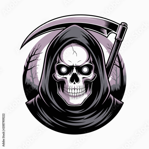 Schilderij op canvas Grim Reaper Skull Death Symbol.