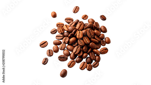 Photos Pile of roasted brown coffee beans aromatic ingredient isolated on transparent b