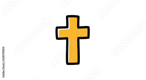 Cuadro en lienzo Christian cross icon with yellow fill