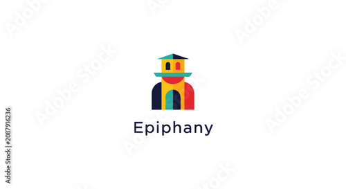 Foto Abstract colorful building logo with text epiphany