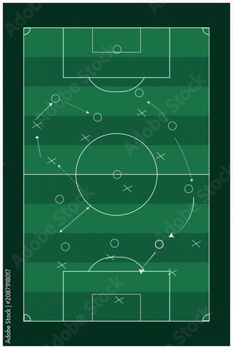 Emerald Green football Tactical strategy board with passing arrows