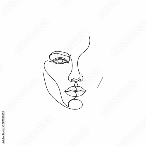 Minimalist line art drawing of a female face profile.
