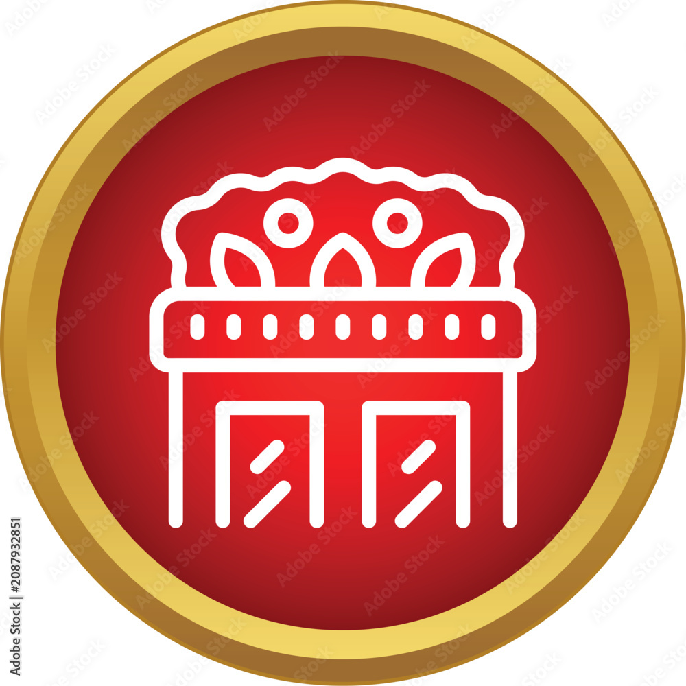 Fototapeta premium Balcony with plants in a modern red circular icon