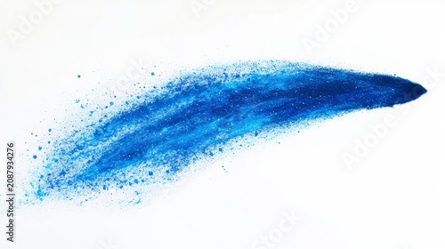 Abstract blue powder explosion on white background. Possible use graphic design element