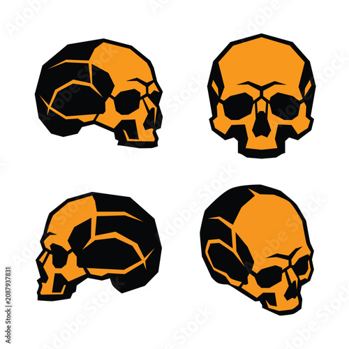 4 orange skull poses