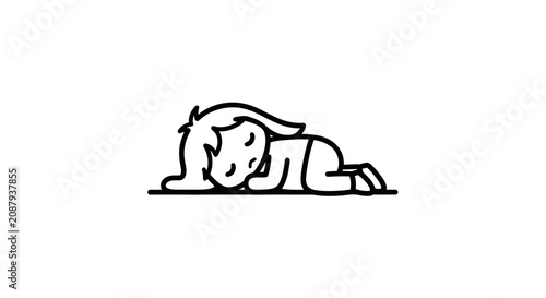 Cuadro en lienzo Exhausted Character Lying Face Down on the Ground