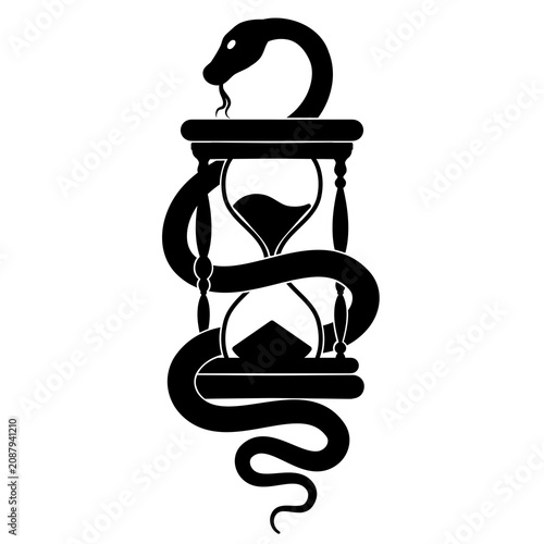Snake Hourglass Gothic Tattoo Design