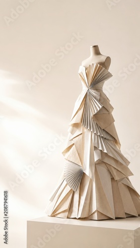 Recycled Paper Couture Dress With Copy Space