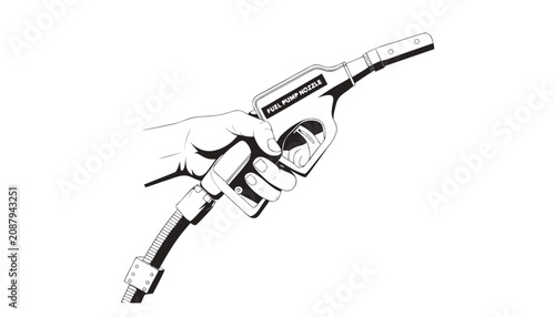 Canvastavla Very beautiful black and white realistic vector illustration of a fuel pump nozz