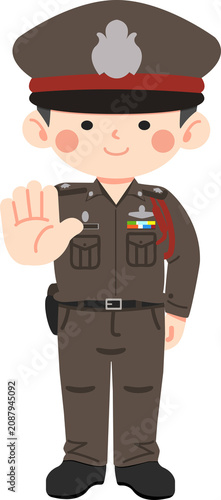 Thai Police Officer Making Stop Gesture
