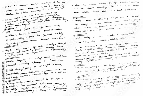Bild auf Leinwand handwritten notes on white background scribbles writing