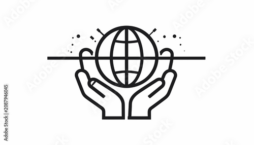 Obraz na plátně Hands holding a globe symbol.