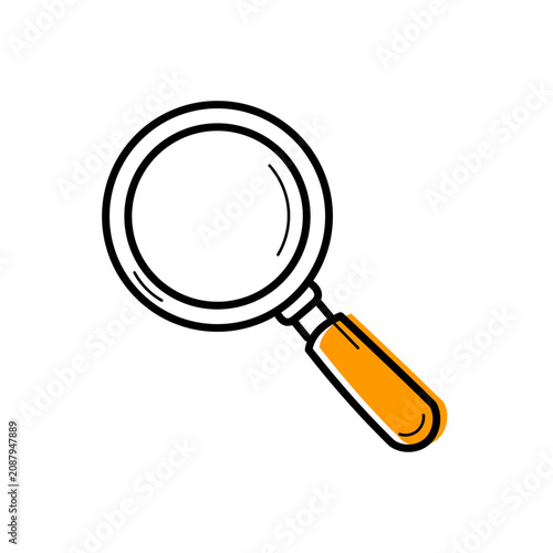Принти на полотні Pictogramme coloré représentant une loupe, idéal pour illustrer la recherche, l’observation, l’apprentissage, l’école, l’étude et les visuels liés à la rentrée scolaire
