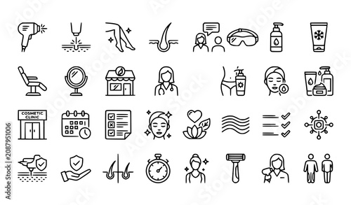 Tableau sur toile Laser Hair Removal Monochrome Vector Icon Pack