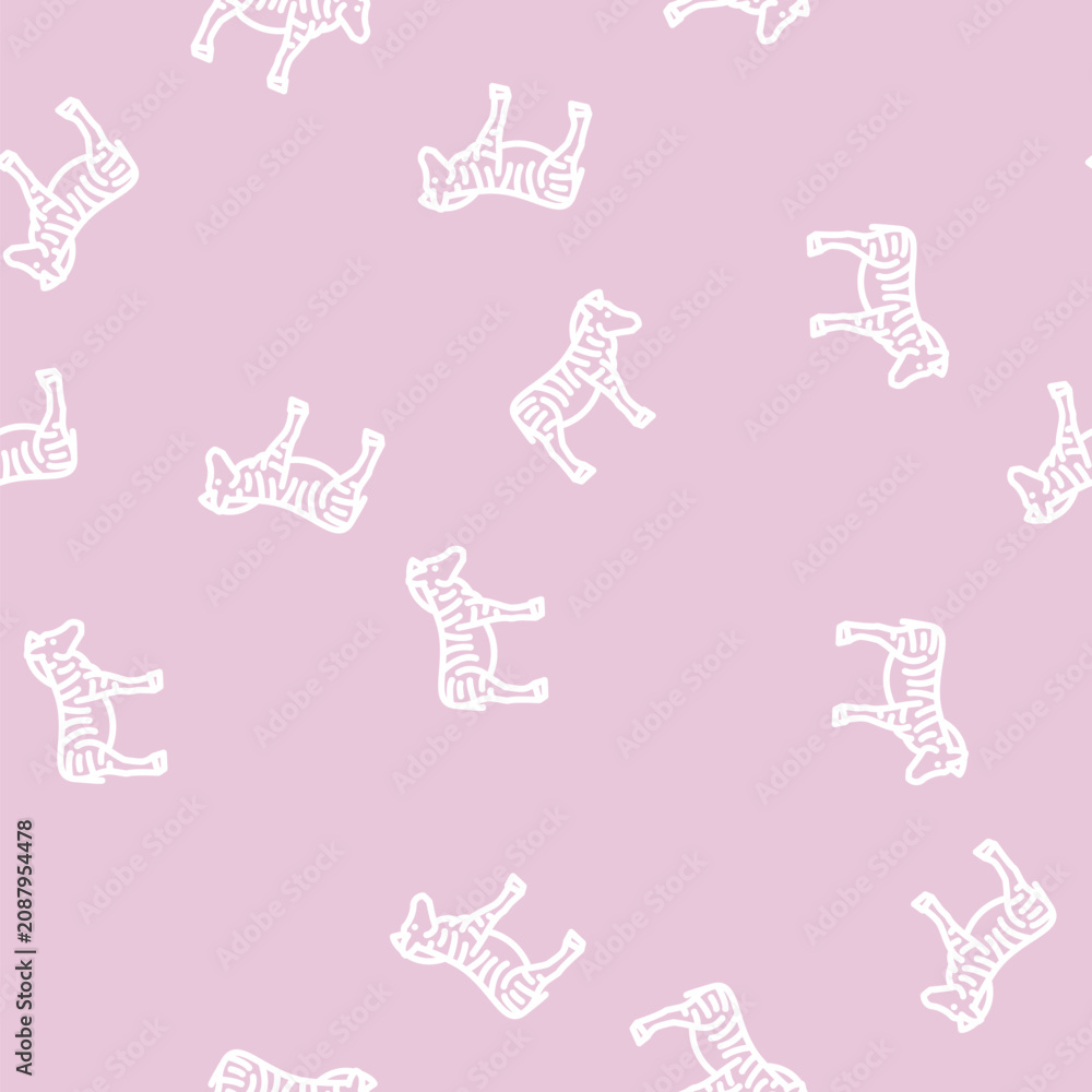 Fototapeta premium zebra animal line seamless pattern zebra animal thin line illustration