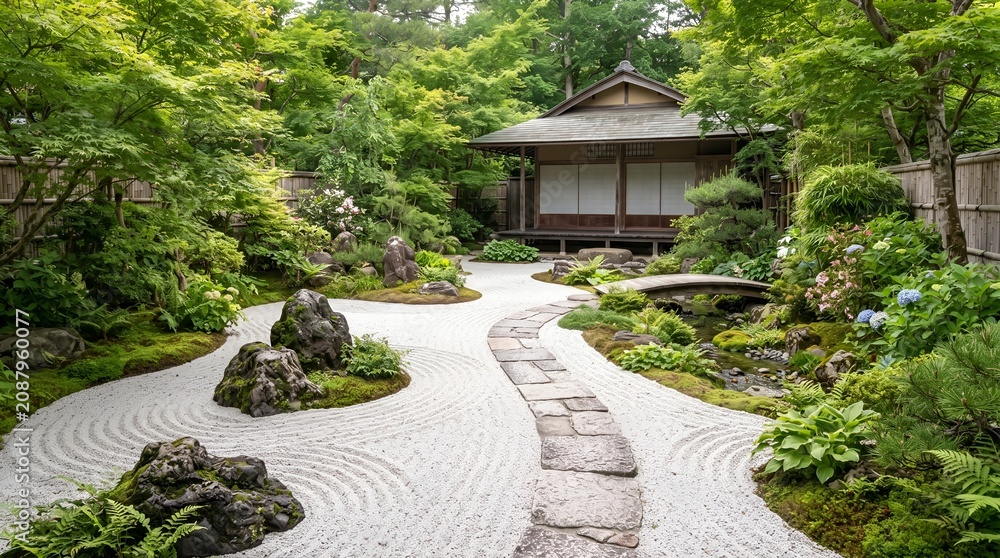Fototapeta premium Zen Garden with Greenery