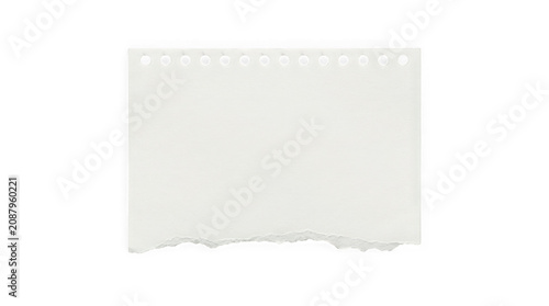 Torn white notebook paper sheet isolated on transparent background
