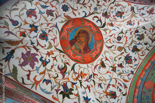 Canvas Print Saint Basil's Cathedral ceiling, ornate floral patterns, vibrant colors, histori