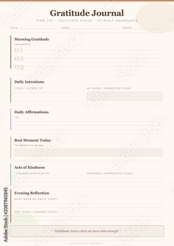 Gratitude journal template