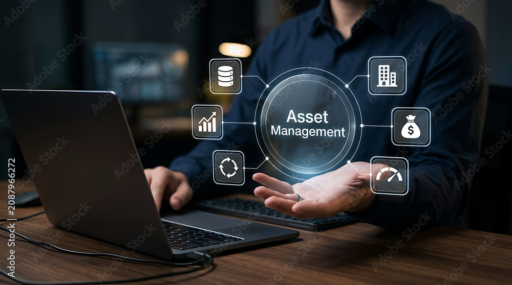 Fototapeta premium Digital Asset Management Interface for Financial Business Technology
