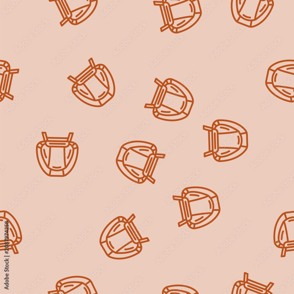 Fototapeta premium lounge chair outdoor furniture line seamless pattern lounge chair outdoor furniture thin line illustration