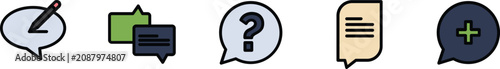 Konstfotografi Five flat speech bubble icons with different functions