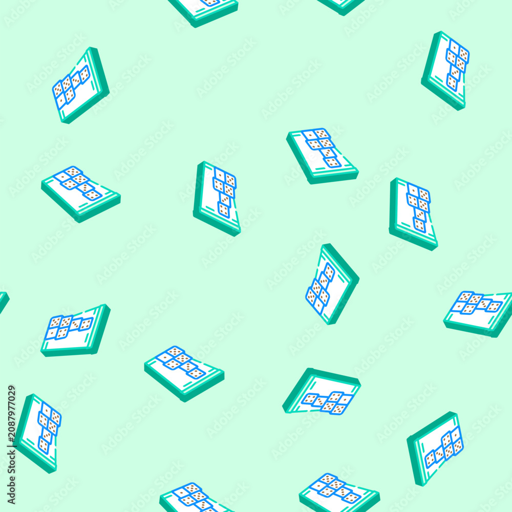 Fototapeta premium dice game board table isometric seamless pattern. dice game board table sign illustration