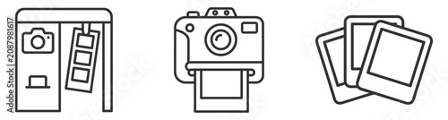 Cuadro en lienzo photo booth camera with photo strip and instant film pictures vector illustratio