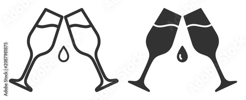 Bild auf Leinwand clinking champagne glasses vector icon set on transparent background