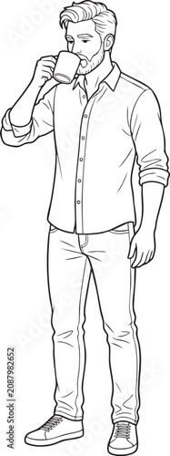 Full_body_male_drinking_coffee,_202606010059 (1) - Isolated white background Adobe Illustrator Artwork