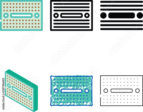 Tableau sur toile breadboard prototyping electronics mix color icon vector