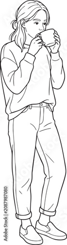 Full_body_female_drinking_coffee,_202606032322 (2) -Isolated white background Adobe Illustrator Artwork