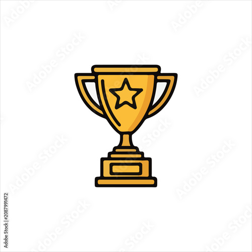 Golden trophy cup icon featuring a star symbol for sports and business competitions.