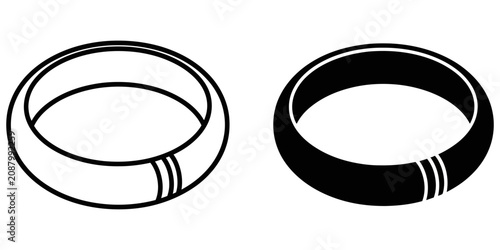 Photography Minimalist bracelet outline and solid fill isolated on white background represen