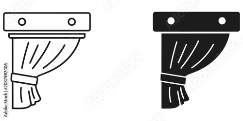 Photos Drapery hardware bracket with gathered fabric for window covering design during