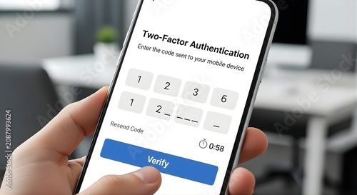 Two-Factor Authentication Security Screen on Mobile Phone.