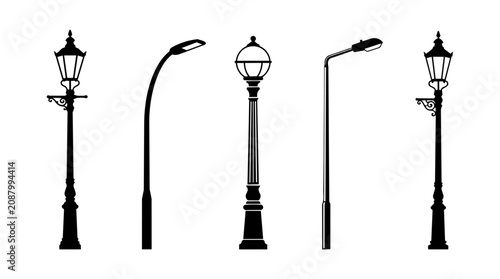Street Lamp Silhouettes Vector Collection