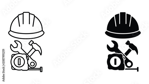Foto Construction and repair work safety equipment vector icons