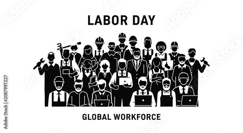 Labor day global workforce illustration