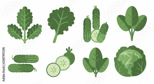 Foto Fresh Green Vegetables Collection - Healthy Eating and Organic Produce