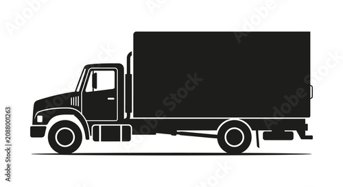 Photos Box truck silhouette against a white background simplified vector illustration