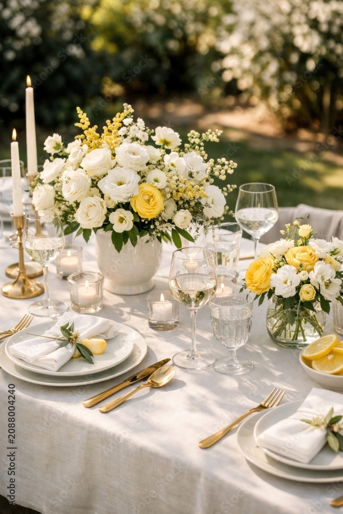 Fototapeta premium Elegant outdoor garden table setting